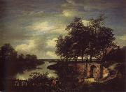 Jacob van Ruisdael River Landscape with the entrance of a Vault Sweden oil painting artist